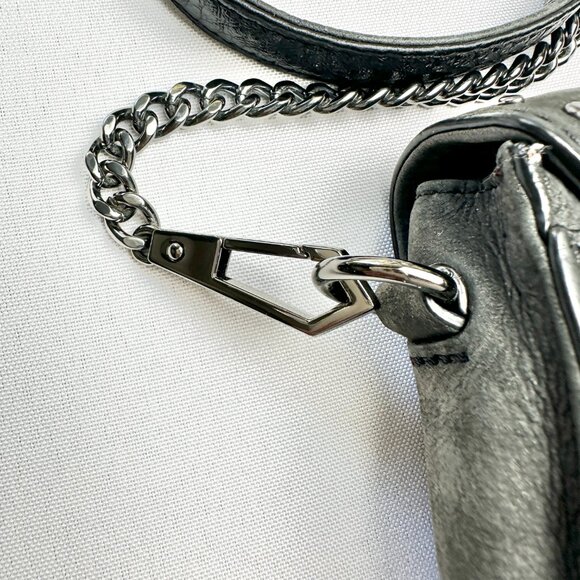 Rebecca Minkoff Purse Small Charcoal Suede Studded Chain Crossbody‎ Soft Velvety - Picture 7 of 16